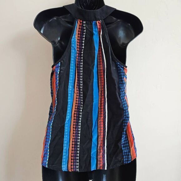 Trina Turk Silk Striped Houndstooth Tank Top - Picture 7 of 9